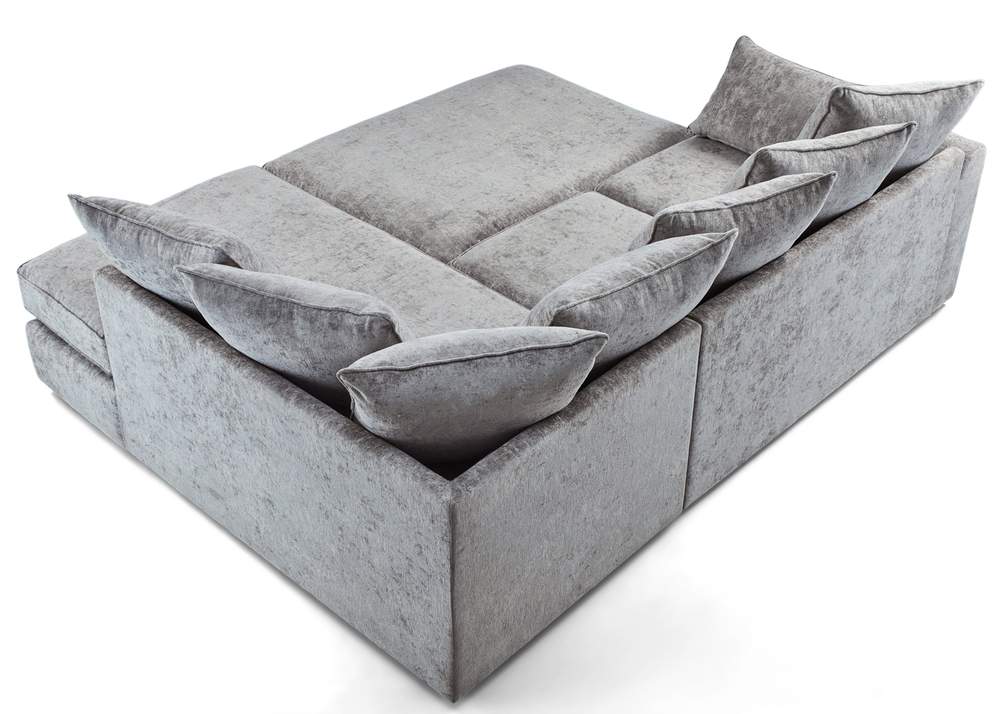 Chiswick Right Hand Facing Corner Sofa with Footstool Silver