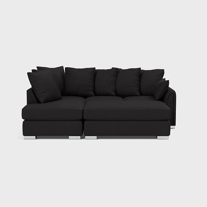 Chiswick Left Hand Facing Corner Sofa with Footstool Black