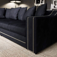 Luxury Cruise Corner - Studded Arms Right Hand Facing Corner Sofa Charcoal