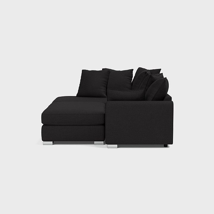 Chiswick Left Hand Facing Corner Sofa with Footstool Black