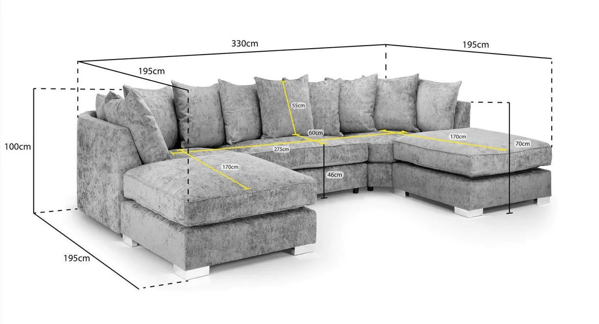 Alaska Large U-Shaped Scatter Back Corner Sofa Truffle