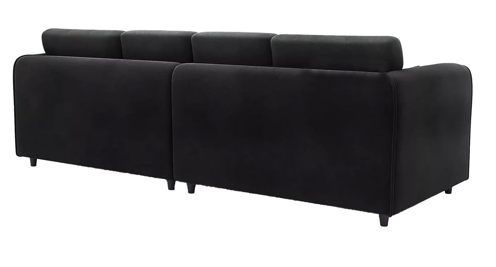 Raven Plush Velvet 4 Seater Full Back Sofa Black