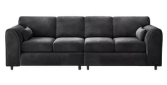 Raven Plush Velvet 4 Seater Full Back Sofa Black