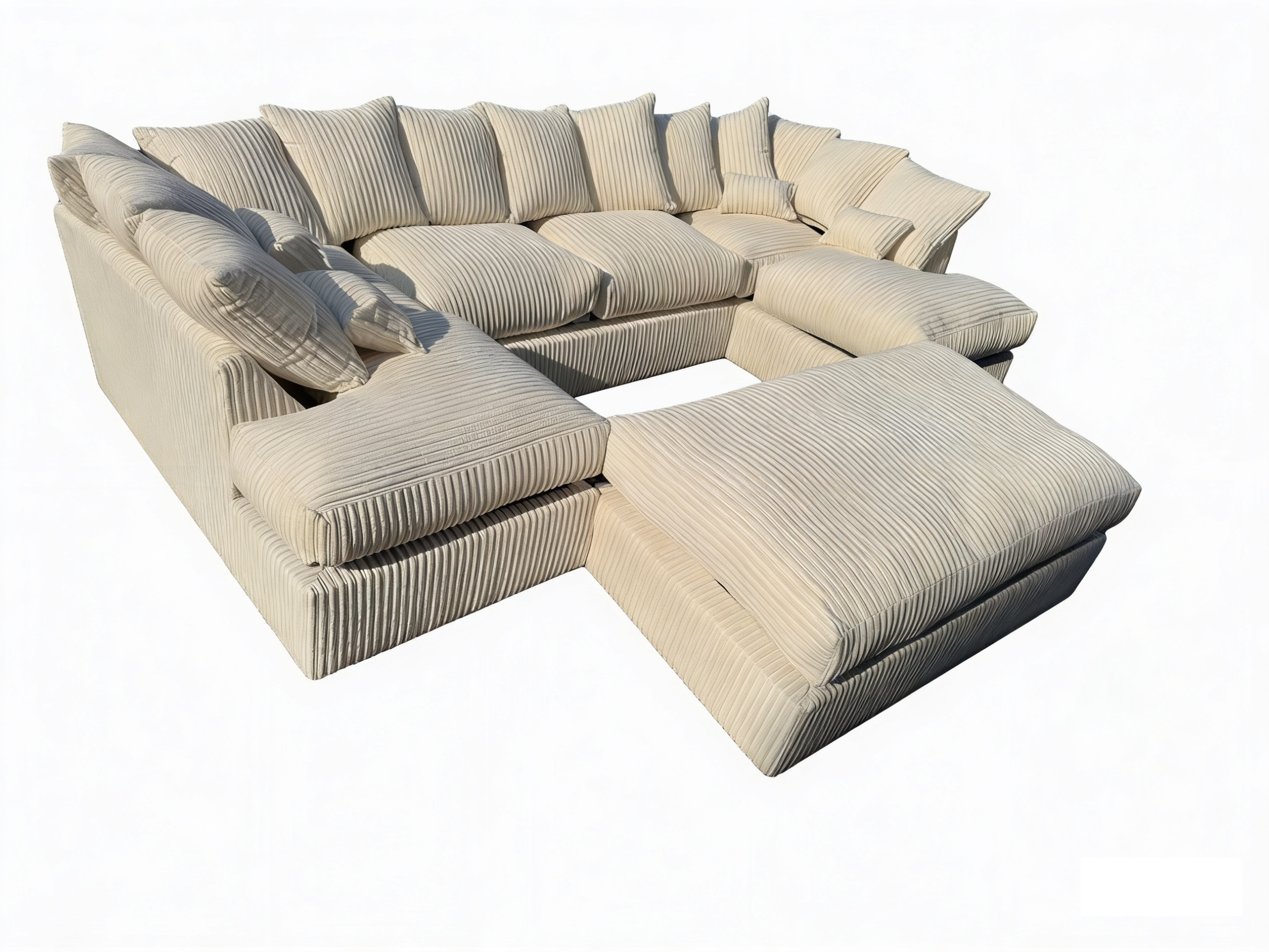 Cinema Large U Shape Sofa Jumbo Cord Fabric Mink