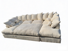 Cinema Large U Shape Sofa Jumbo Cord Fabric Mink