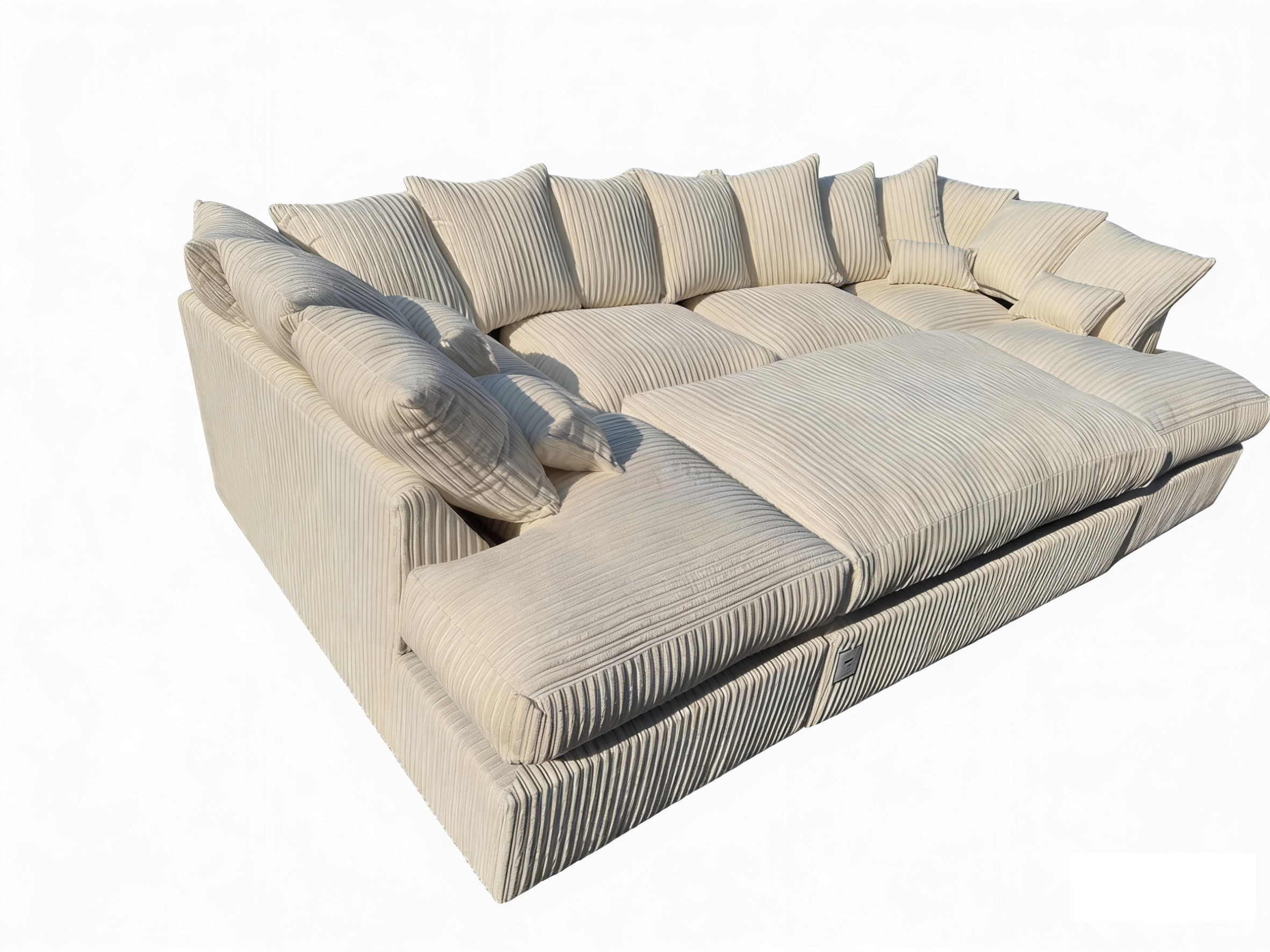Cinema Large U Shape Sofa Jumbo Cord Fabric Mink