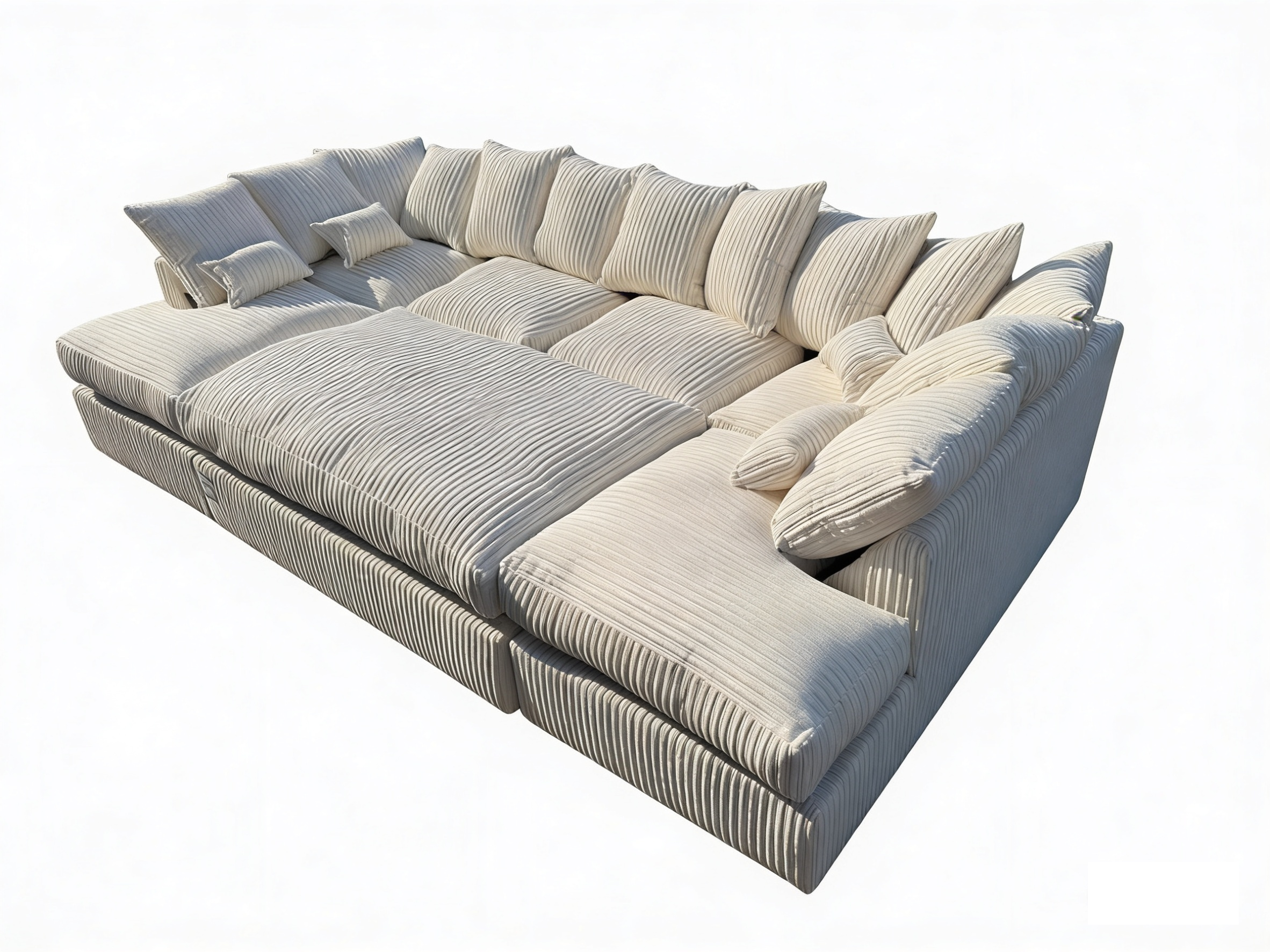 Cinema Large U Shape Sofa Jumbo Cord Fabric Mink