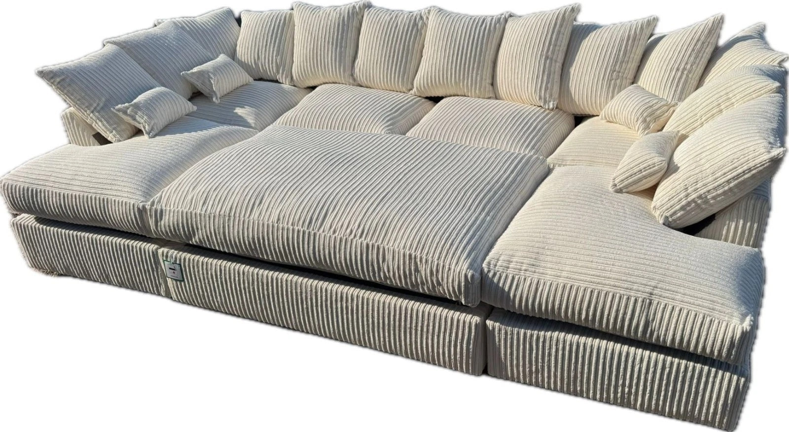 Cinema Large U Shape Sofa Jumbo Cord Fabric Mink