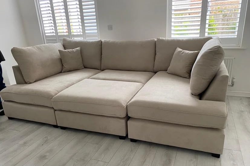 Harper 5 seater Cinema U shaped Chenille Fabric Corner Sofa