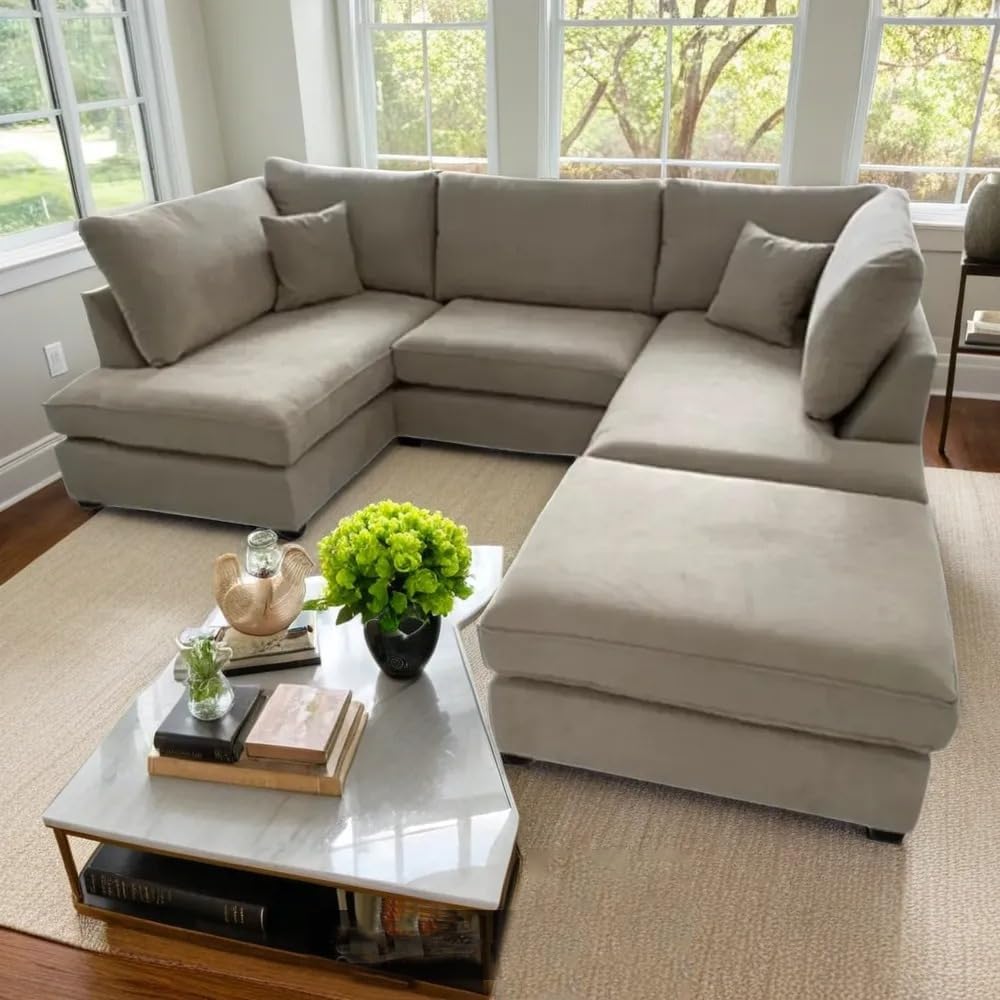 Harper 5 seater Cinema U shaped Chenille Fabric Corner Sofa