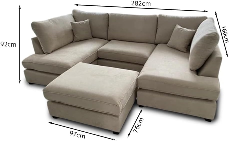 Harper 5 seater Cinema U shaped Chenille Fabric Corner Sofa