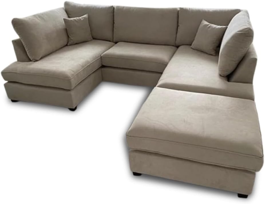 Harper 5 seater Cinema U shaped Chenille Fabric Corner Sofa