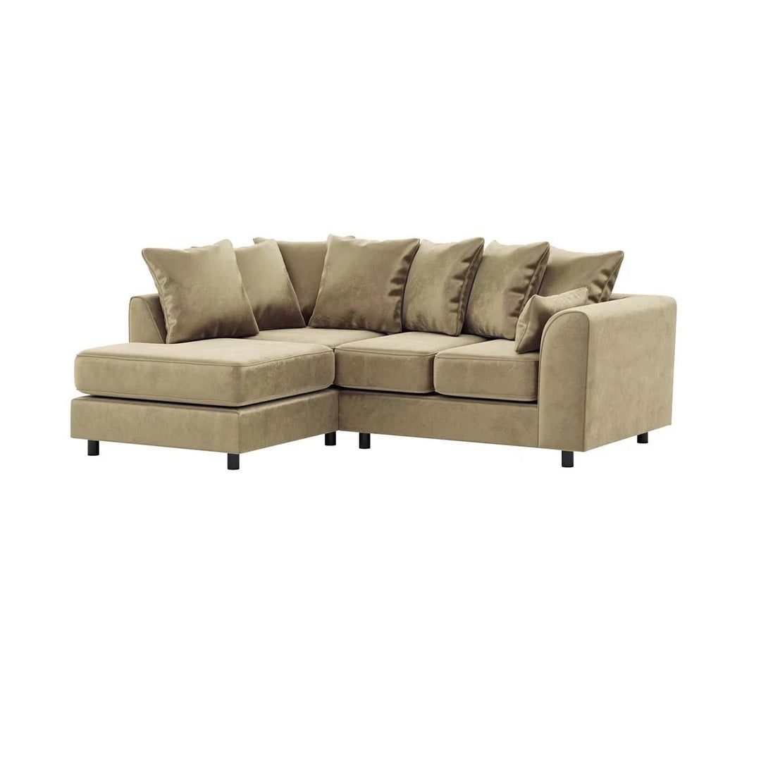 Arizona Plush Velvet Left Hand Facing Corner Sofa Beige