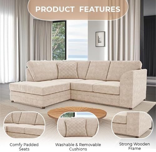 Hilton Full Back Left Hand Facing Corner Sofa Beige
