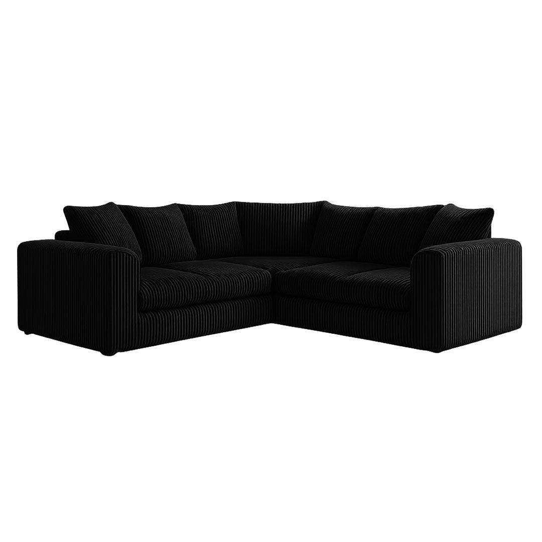Hannah Jumbo Cord Scatter Back 2c2 Corner Sofa Black