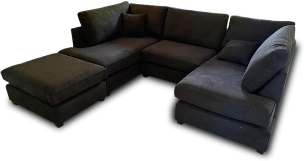 Harper 5 seater Cinema U shaped Chenille Fabric Corner Sofa