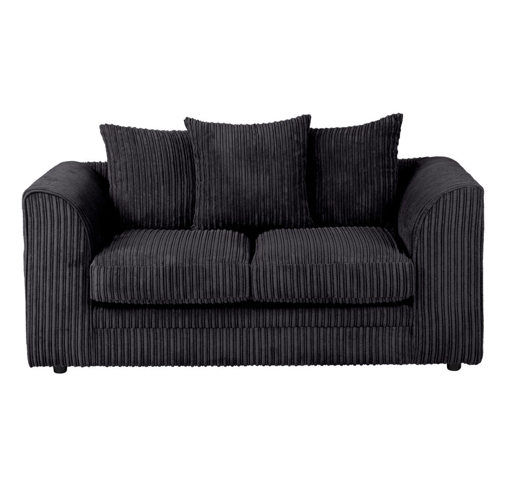 Hannah Jumbo Cord Scatter Back 2 Seater Sofa Black