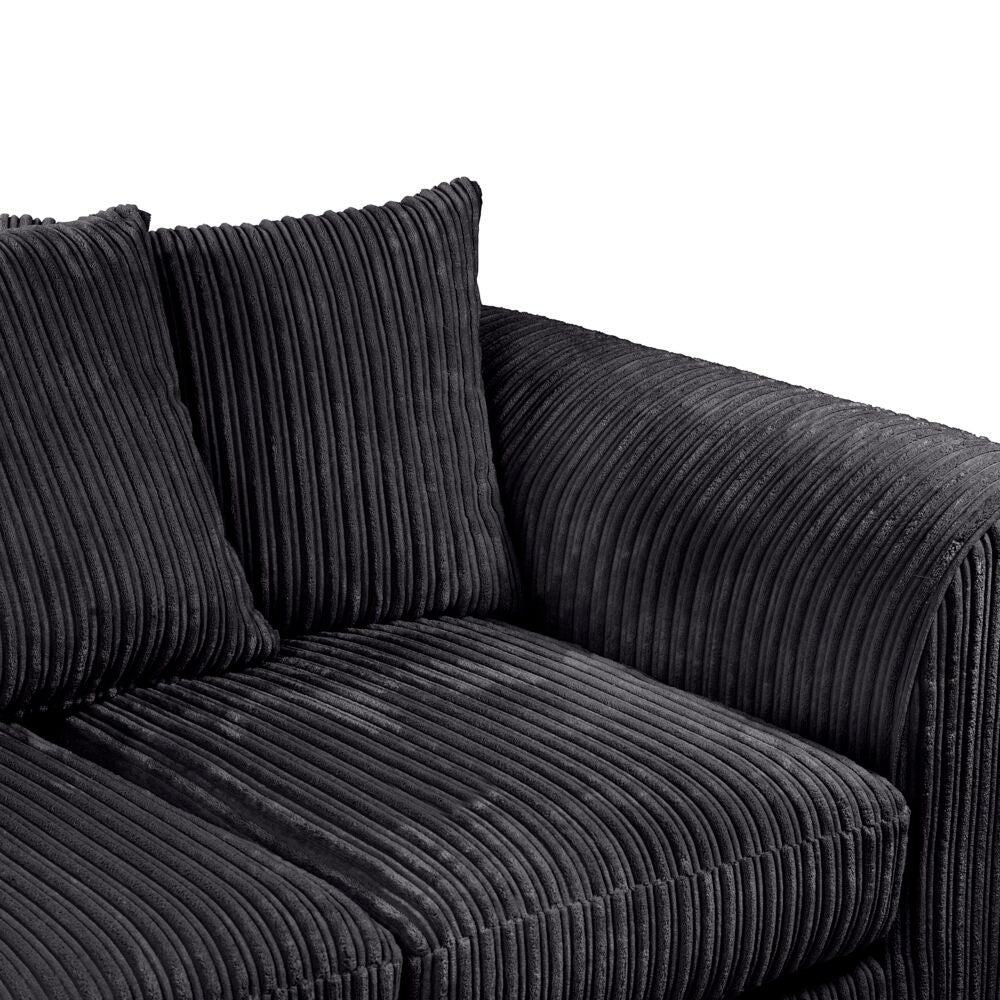 Hannah Jumbo Cord Scatter Back 3 Seater Sofa Black