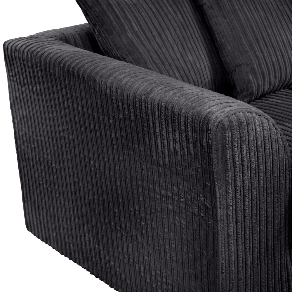 Hannah Jumbo Cord Scatter Back 2 Seater Sofa Black