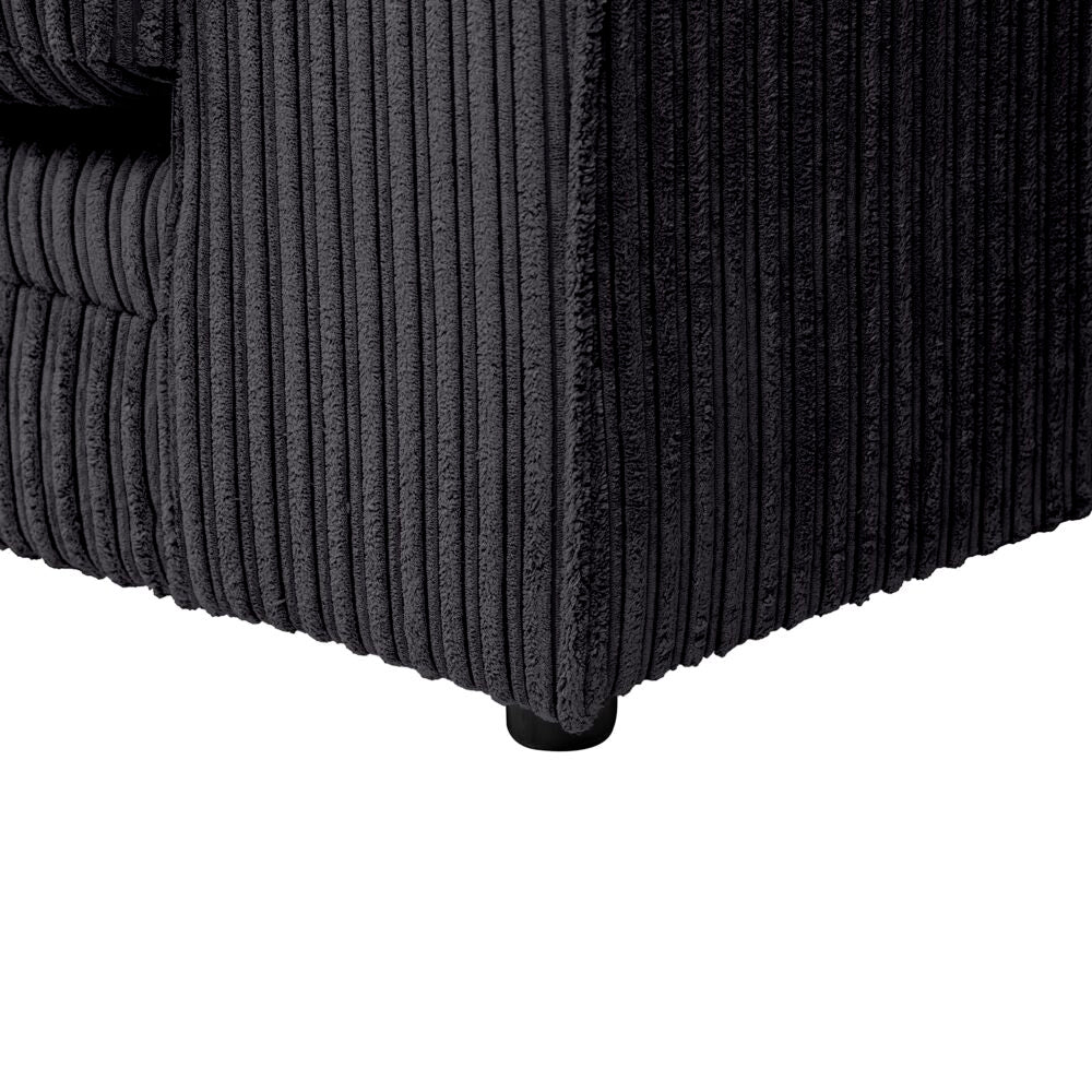 Hannah Jumbo Cord Scatter Back 3 Seater Sofa Black