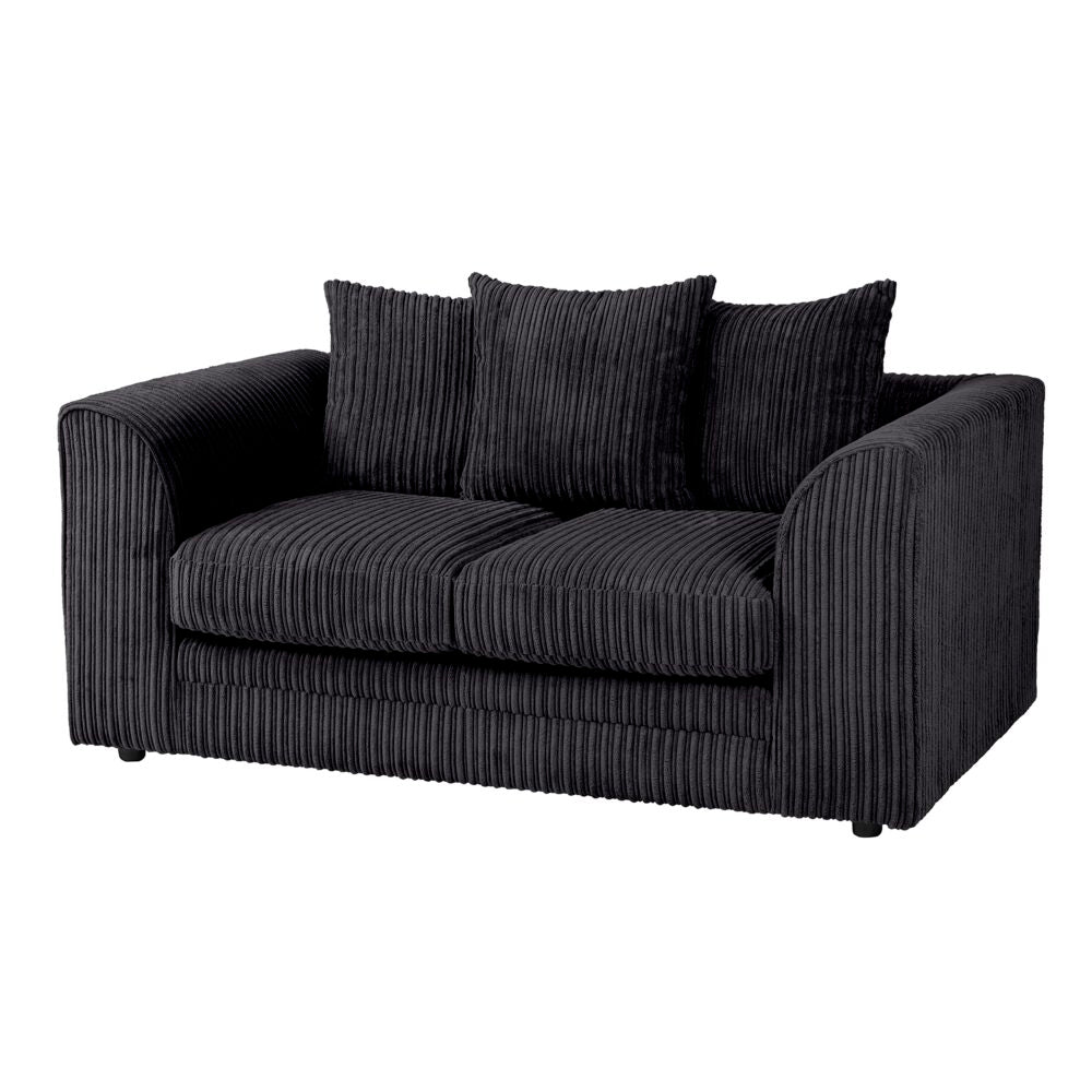 Hannah Jumbo Cord Scatter Back 2 Seater Sofa Black