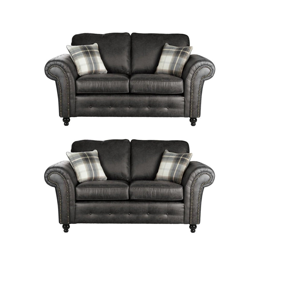 Oakland 3 Seater +2 Seater Sofa Set, 2+2, 3+3 Black/Brown/Marble