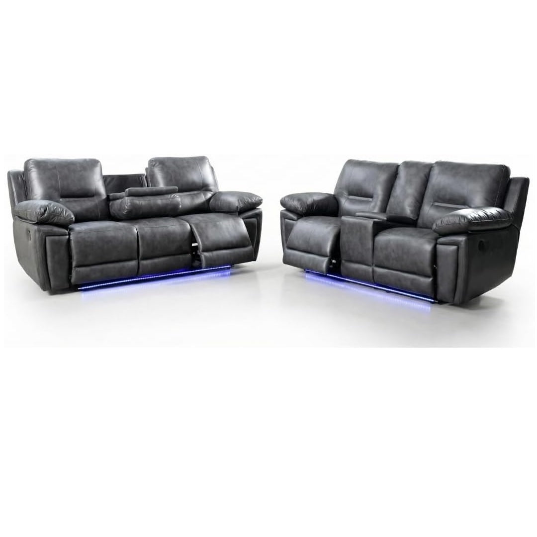 Sara Electric Leather 3+2 Seater Sofa Set Suite Black