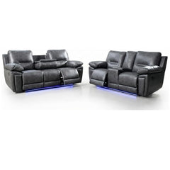 Sara Electric Leather 3+2 Seater Sofa Set Suite Black