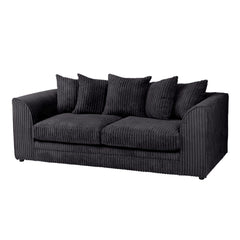 Hannah Jumbo Cord Scatter Back 3 Seater Sofa Black