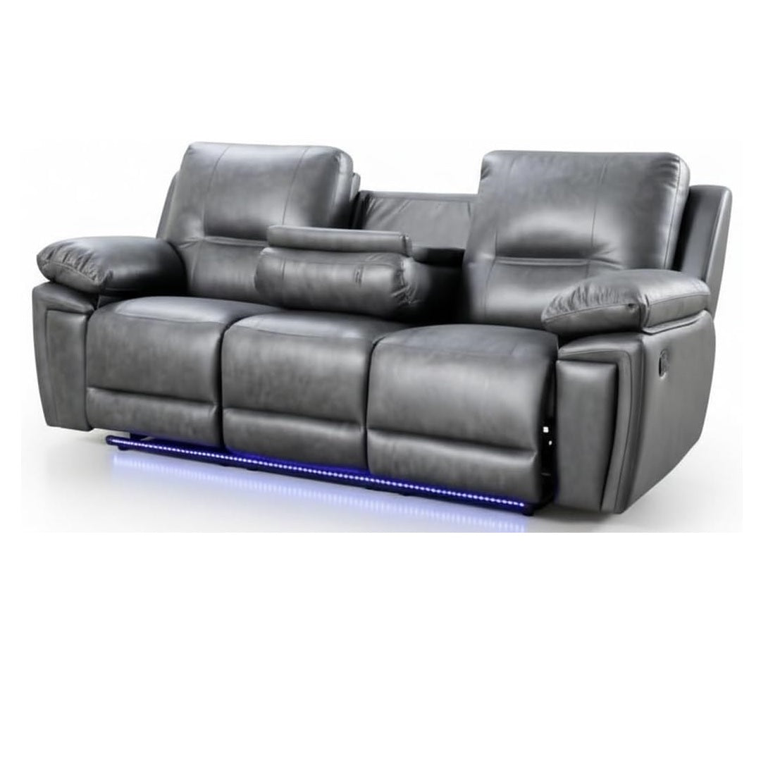Sara Electric Leather 3+2 Seater Sofa Set Suite Black