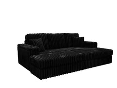 Luxe Chunky Cord 3-Seater Sofa with Removable 2 Footstools Black
