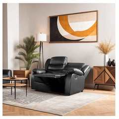 Roma Electric Leather Recliner 3+2 Seater Sofa Set Black