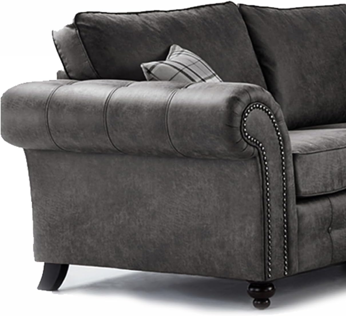 Oakland Suede Leather 2c1 Corner Sofa Black