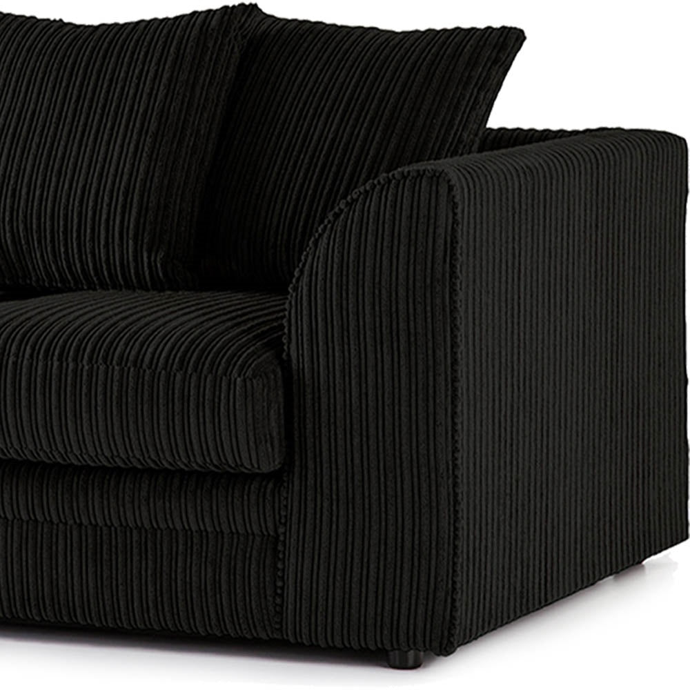 DYLAN 5 Seater Jumbo Cord Scatter Back Left Hand Facing Corner Sofa Black