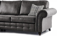 Oakland Suede Leather 2c1 Corner Sofa Black