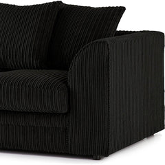 DYLAN 5 Seater Jumbo Cord Scatter Back Left Hand Facing Corner Sofa Black