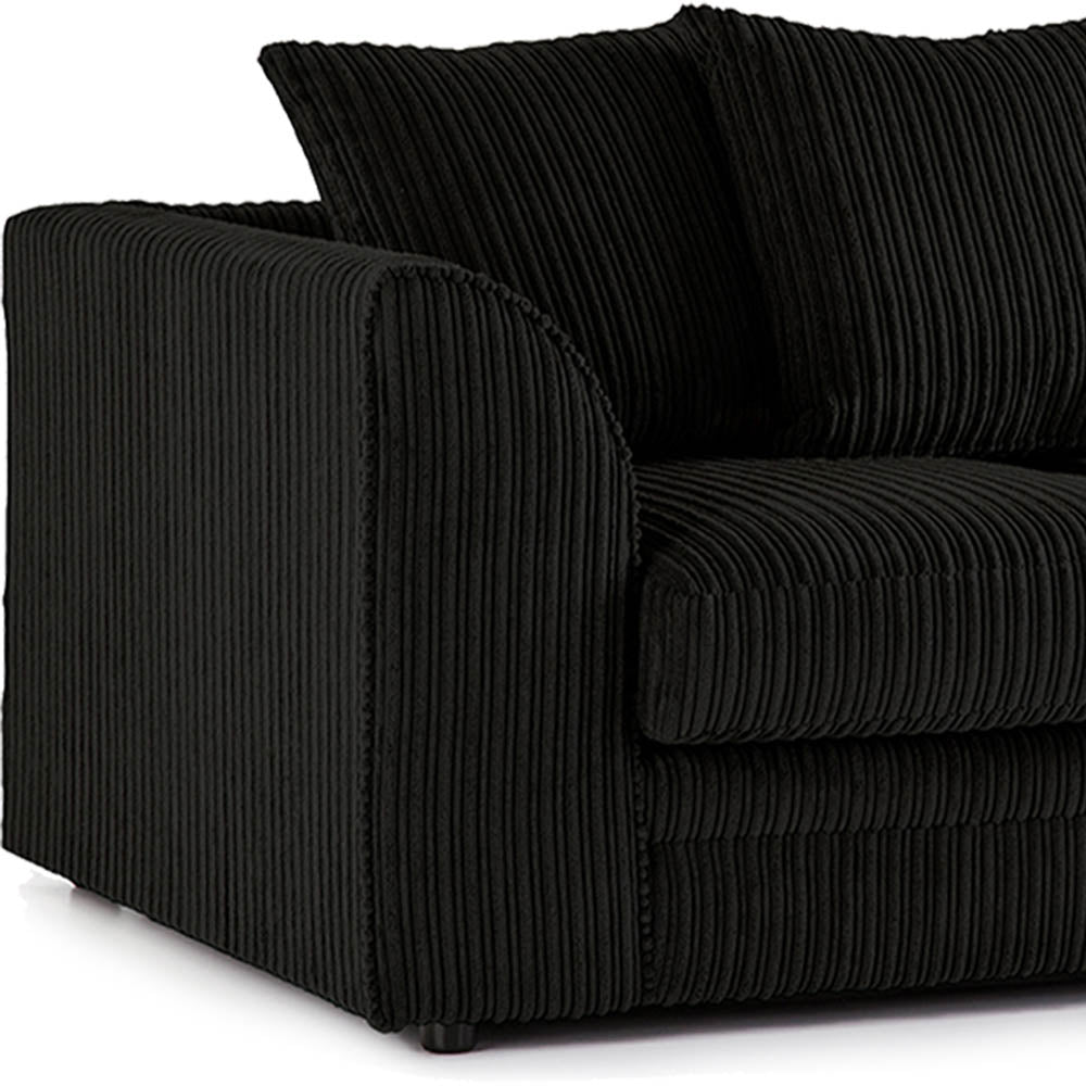 DYLAN 5 Seater Jumbo Cord Scatter Back Left Hand Facing Corner Sofa Black