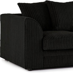 DYLAN 5 Seater Jumbo Cord Scatter Back Left Hand Facing Corner Sofa Black