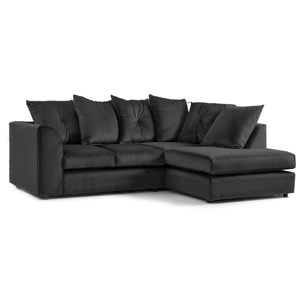 Arizona Plush Velvet Right Hand Facing Corner Sofa Black