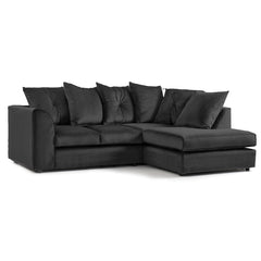 Arizona Plush Velvet Right Hand Facing Corner Sofa Black