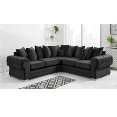 Verona Scatter Back Plush Velvet 2c2 Corner Sofa Black