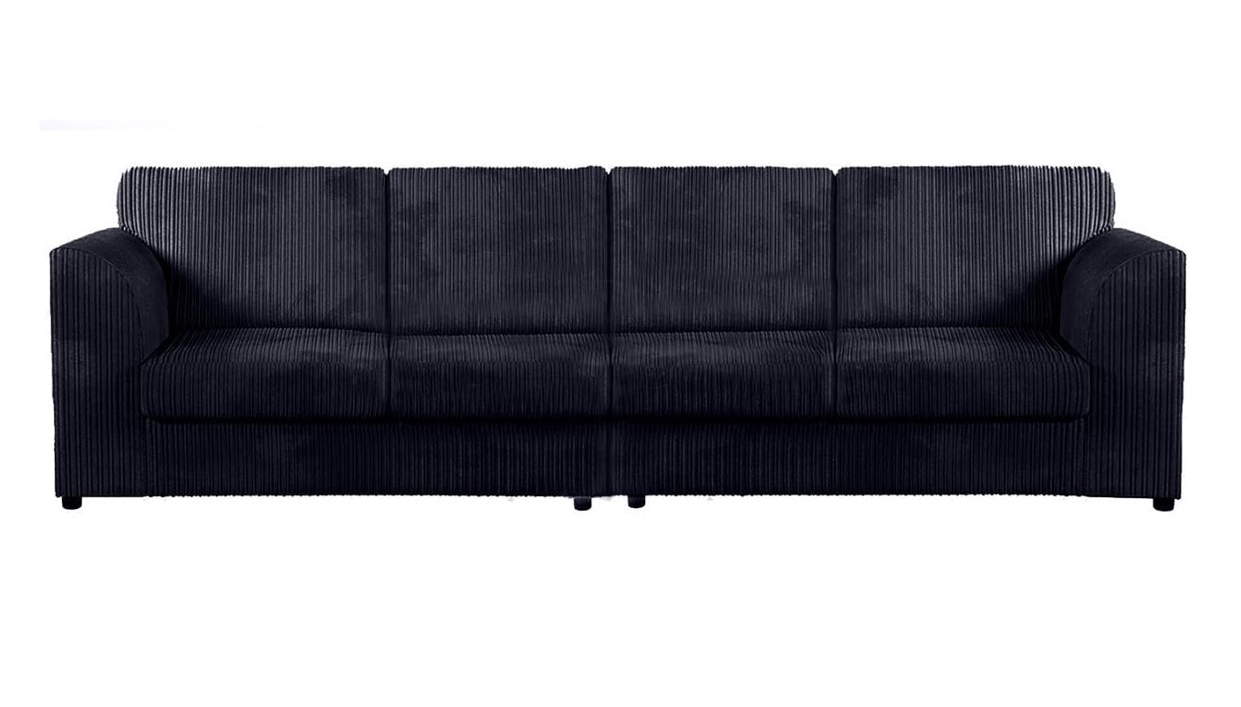 DYLAN 4 Seater Full Back Jumbo Cord Fabric Sofa Black