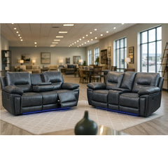 Sara Electric Leather 3+2 Seater Sofa Set Suite Black