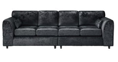 Bela Crushed Velvet 4 Seater Full Back Sofa Black