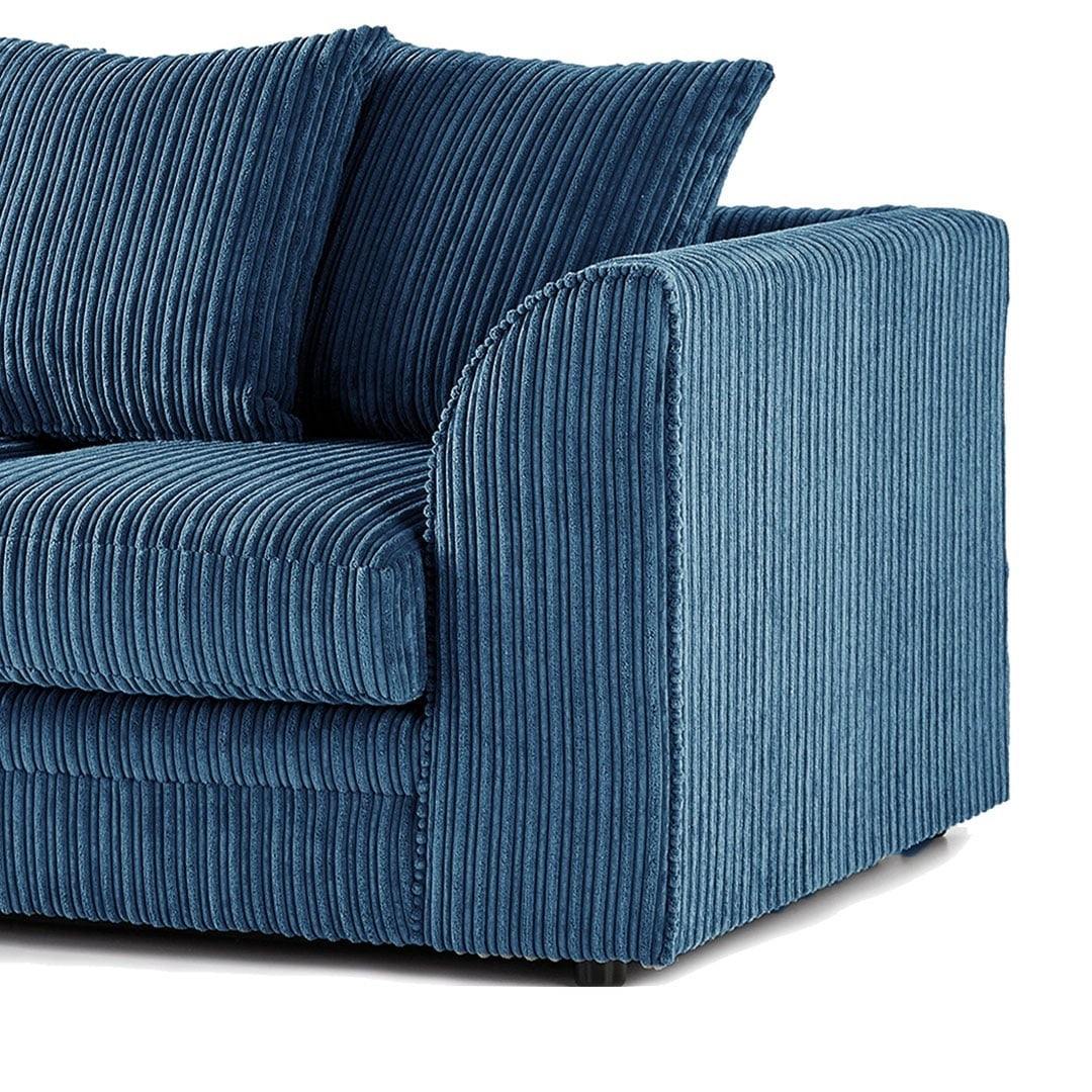 Hannah Jumbo Cord Scatter Back 4 Seater Left Hand Facing Corner Sofa Marine Blue