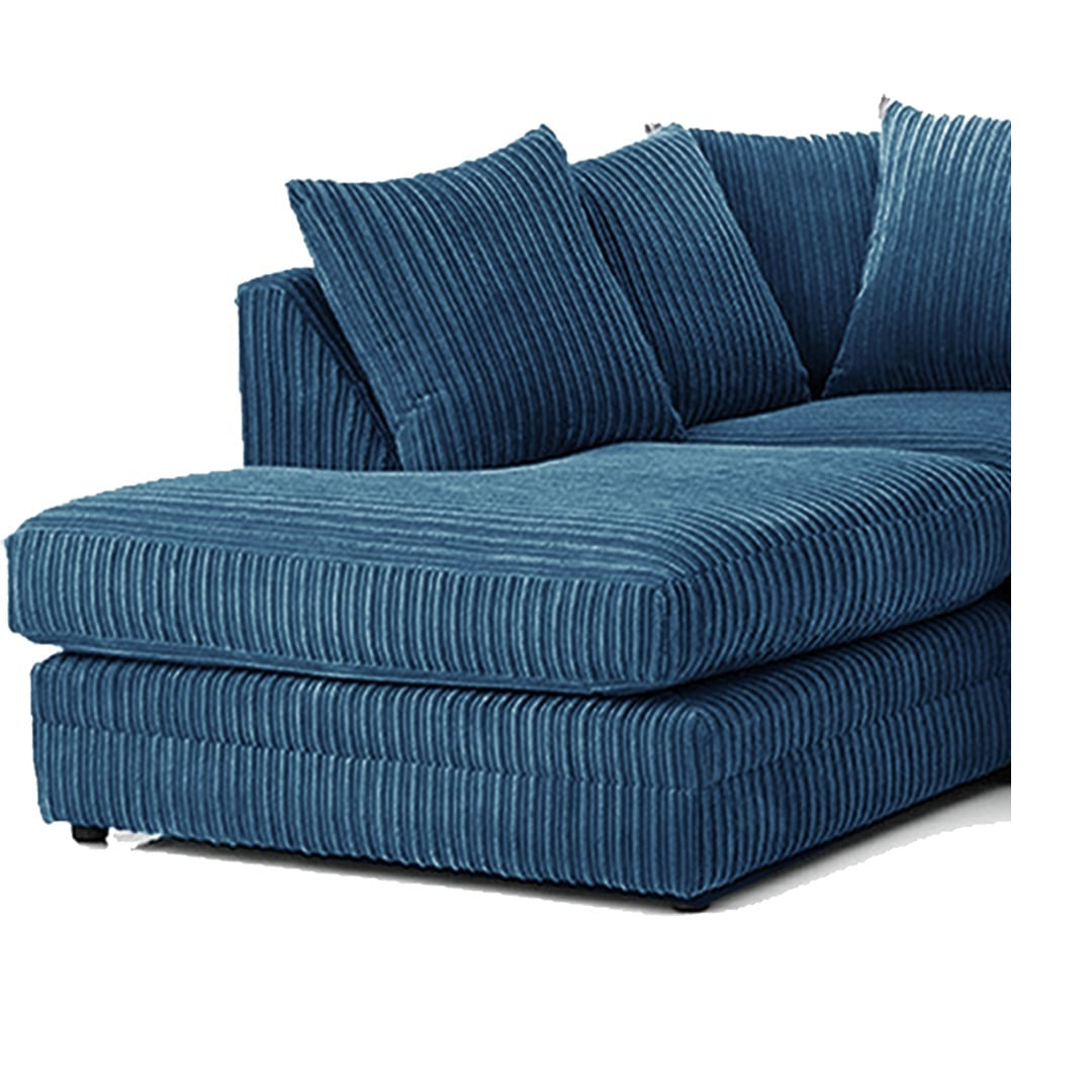 Hannah Jumbo Cord Scatter Back 4 Seater Left Hand Facing Corner Sofa Marine Blue