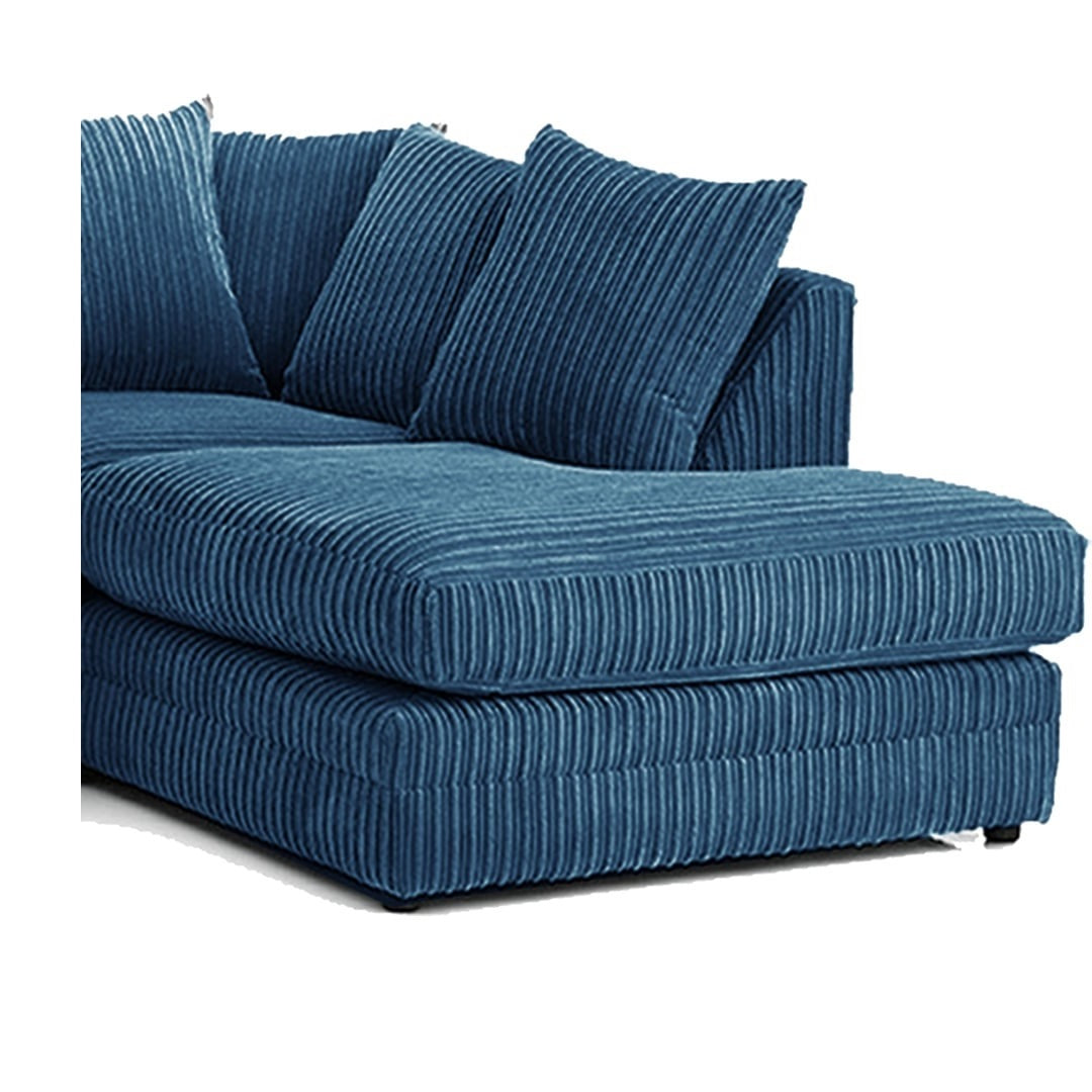 Hannah Jumbo Cord Scatter Back 4 Seater Right Hand Facing Corner Sofa Marine Blue