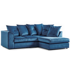 Arizona Plush Velvet Right Hand Facing Corner Sofa Blue