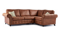 Oakland Suede Leather 2c1 Corner Sofa Brown