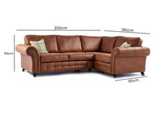 Oakland Suede Leather 2c1 Corner Sofa Brown